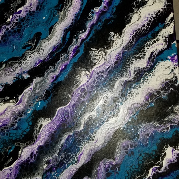 Acrylic Painting Purple Blue Black White - Picture 5 of 6